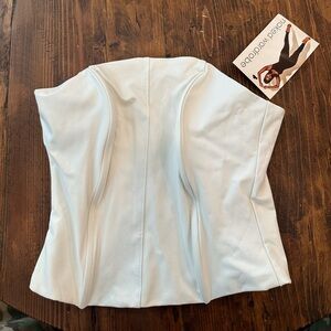 Naked wardrobe white leather corset top